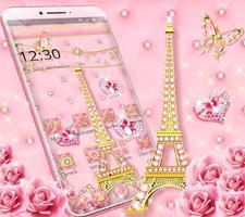 Eiffel Tower Diamond Heart Theme Affiche