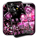 черный розовый Сердце тема APK