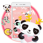 Pink cute love panda theme ไอคอน