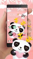 Pink cute love panda theme poster