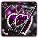 Purple Glitter Heart Theme APK