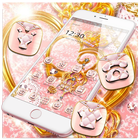 Pink Glitter Gold Heart Luxury Theme أيقونة