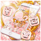 آیکون‌ Pink Glitter Gold Heart Luxury Theme