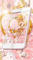 Pink Glitter Gold Heart Luxury Theme ภาพหน้าจอ 2