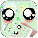 Green Cute Big Cartoon Eyes Theme-APK