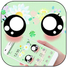 Green Cute Big Cartoon Eyes Theme アイコン