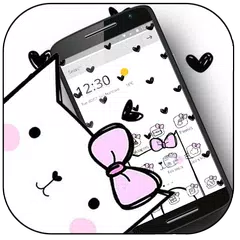 download Cute Heart Spot Bow Kitty Theme APK