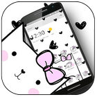 Cute Heart Spot Bow Kitty Theme आइकन