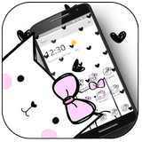 Cute Heart Spot Bow Kitty Theme icono
