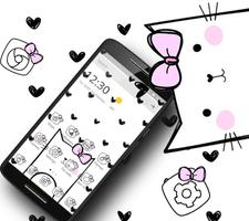 Cute Heart Spot Bow Kitty Theme ポスター