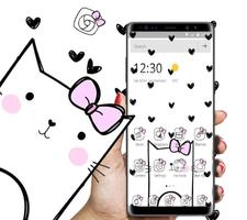 Cute Heart Spot Bow Kitty Theme 截图 1