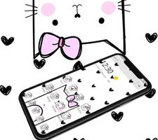 Cute Heart Spot Bow Kitty Theme تصوير الشاشة 2