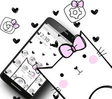 Cute Heart Spot Bow Kitty Theme ảnh chụp màn hình 3