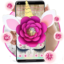 Pink Flower Cute Unicorn Theme APK