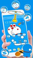 Kawaii Blue Cute Cat Cartoon Wallpaper Theme imagem de tela 1