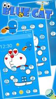 Kawaii Blue Cute Cat Cartoon Wallpaper Theme capture d'écran 2