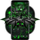 Neon Green Metal Skull Launcher Theme आइकन