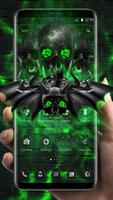 Neon Green Metal Skull Launcher Theme 海报