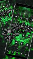 Neon Green Metal Skull Launcher Theme скриншот 1