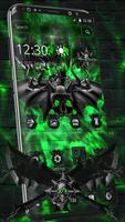 Neon Green Metal Skull Launcher Theme imagem de tela 3