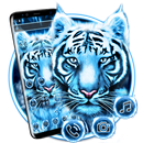 Blue White Flaming Cool Tiger Theme-APK