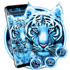 Blue White Flaming Cool Tiger Theme ikona
