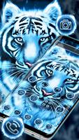 Blue White Flaming Cool Tiger Theme ảnh chụp màn hình 1