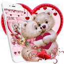 Lovely Pink Sweet Teddy Couple Theme-APK