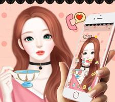 Cartoon Beautiful Girl Lovely Theme تصوير الشاشة 1