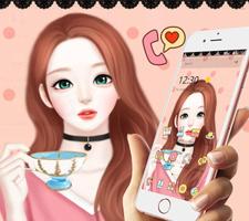 Cartoon Beautiful Girl Lovely Theme capture d'écran 1