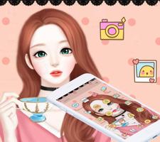 Cartoon Beautiful Girl Lovely Theme capture d'écran 3