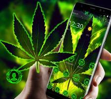 Green Flaming Leaf Weed Theme تصوير الشاشة 1
