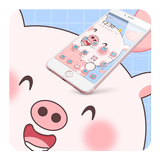 Pink Cartoon Cute Pig Theme icône