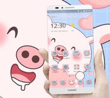 Pink Cartoon Cute Pig Theme الملصق