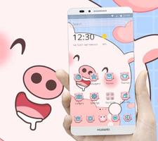 Pink Cartoon Cute Pig Theme ポスター