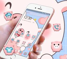 Pink Cartoon Cute Pig Theme screenshot 2