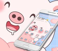 Pink Cartoon Cute Pig Theme syot layar 3