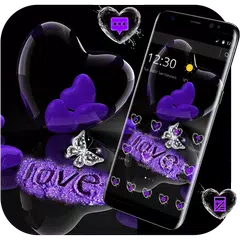 Violet Crystal Heart Love Valentine Theme APK Herunterladen