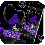 Violet Crystal Heart Love Valentine Theme icône
