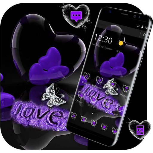 Violet Crystal Heart Love Valentine Theme