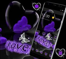 Violet Crystal Heart Love Valentine Theme Plakat