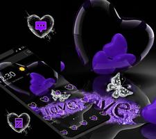 Violet Crystal Heart Love Valentine Theme ảnh chụp màn hình 1