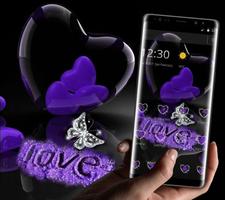 Violet Crystal Heart Love Valentine Theme ảnh chụp màn hình 2