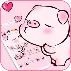 Скачать Pink Cute Love Piggy Theme APK