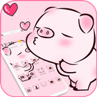 Pink Cute Love Piggy Theme ไอคอน