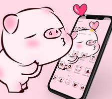 Pink Cute Love Piggy Theme plakat