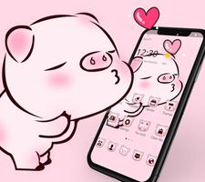 Pink Cute Love Piggy Theme โปสเตอร์