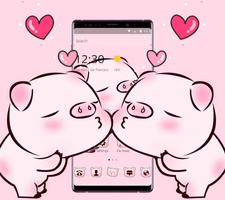 Pink Cute Love Piggy Theme Ekran Görüntüsü 1