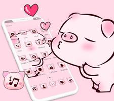 Pink Cute Love Piggy Theme syot layar 2