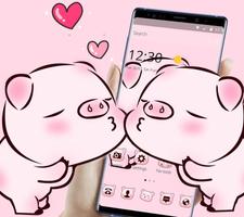 Pink Cute Love Piggy Theme скриншот 3